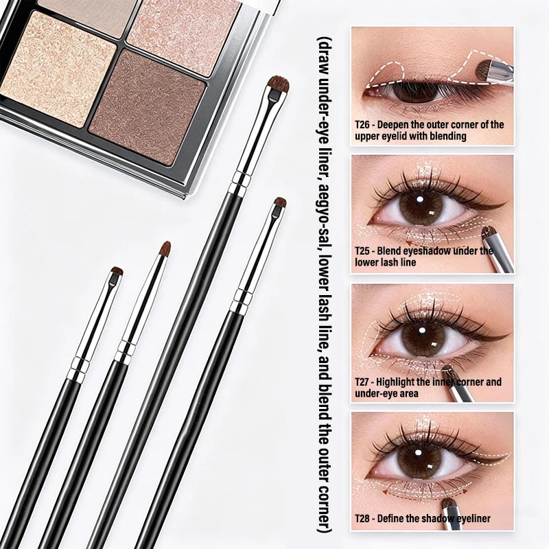 1/4pcs Eyes Precise Detail Brush Curved Eyeliner Eyeshadow Makeup Brushes Eye Makeup Smudged Tools Small Eye Cosmetic Brush Zpaxo