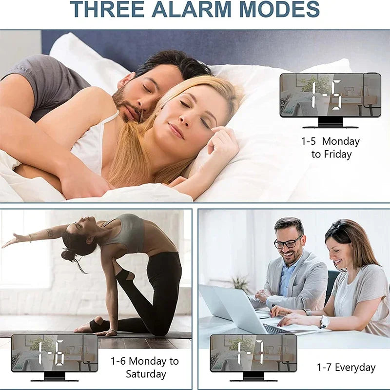 LED Digital Alarm Clock Projection Projector Ceiling Time Temperature