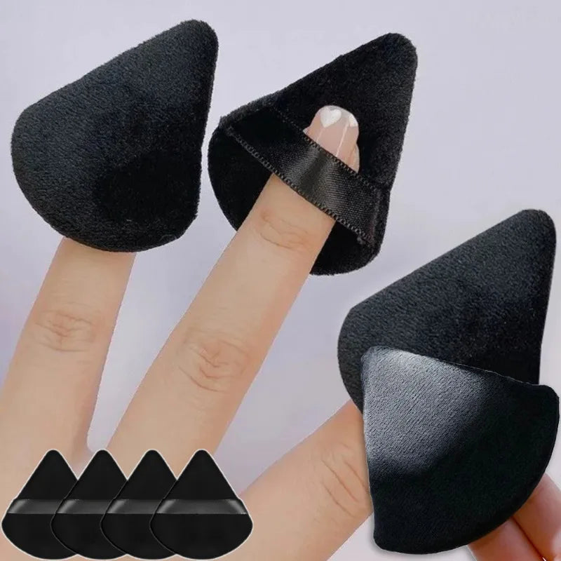 2- Black Triangle Powder Puff Loose Liquid Cosmetics Soft Plush