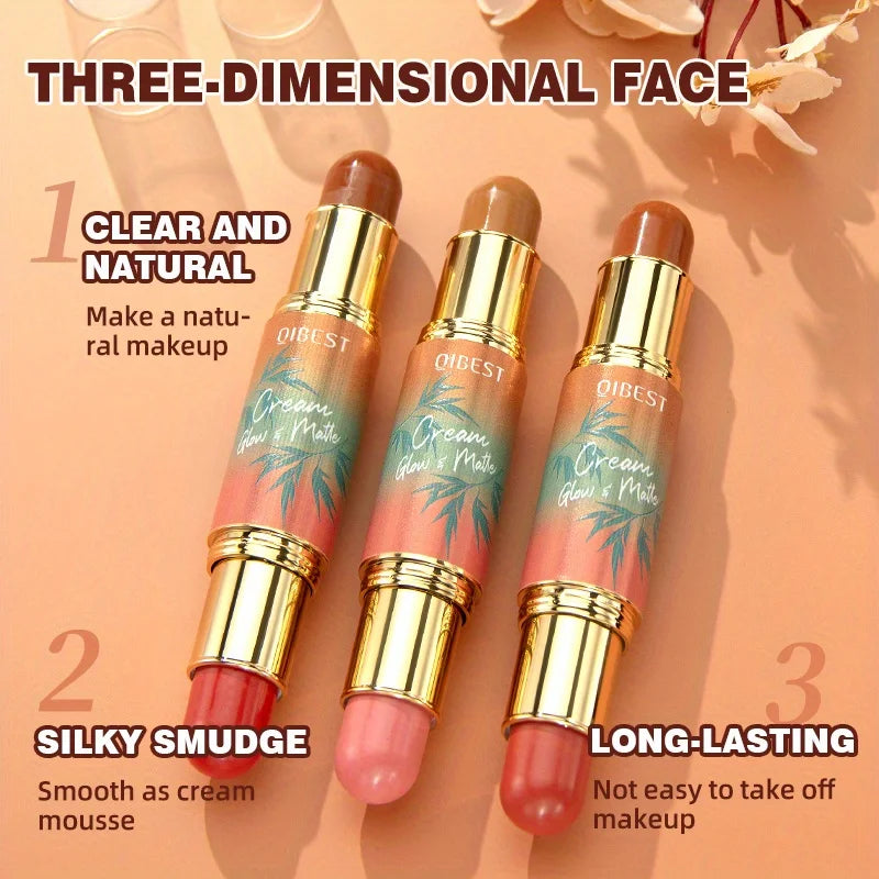 2-in-1 Grooming Stick Daily Portable Grooming Blush Light Soft Mist Makeup Effect Double Head Stick Zpaxo