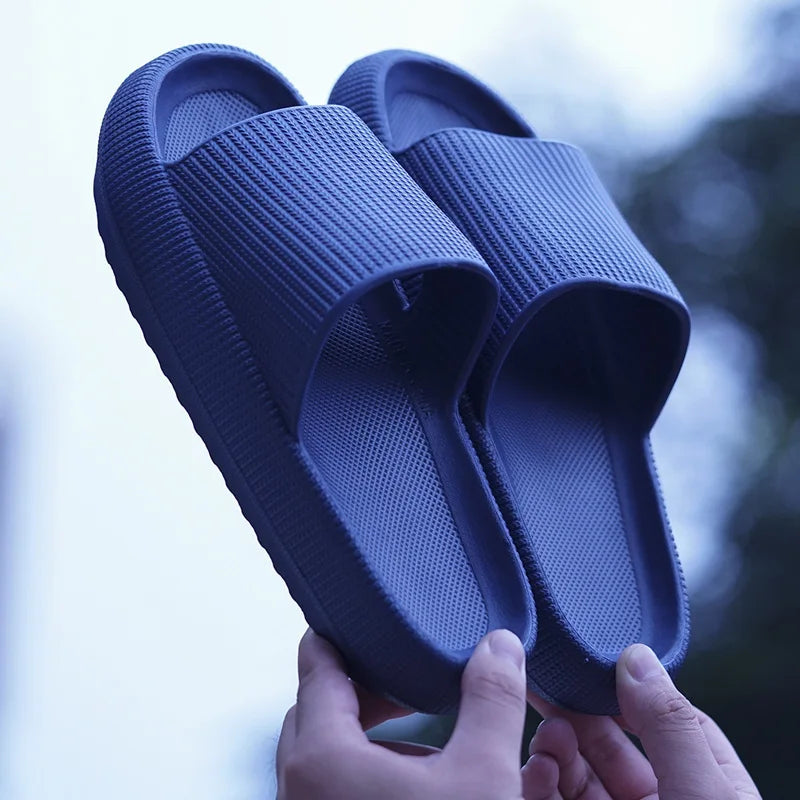 Women Thick Sole Home Slippers Heel Ladies Platform Flat Shoes Zpaxo Sea Blue 36-37