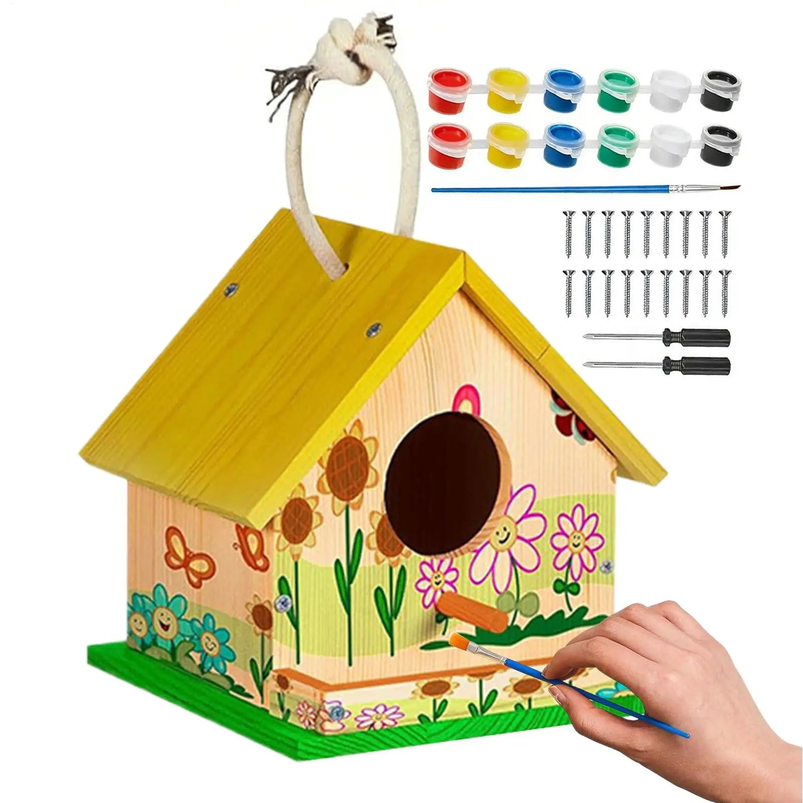 Bird House Paintable Wooden DIY Craft Unfinished Build Birdhouse