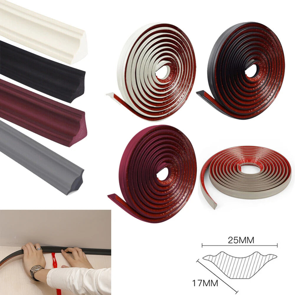5M Self-Adhesive PVC Corner Trim Molding Strip | Skirting Line Corner Trim Strip Zpaxo