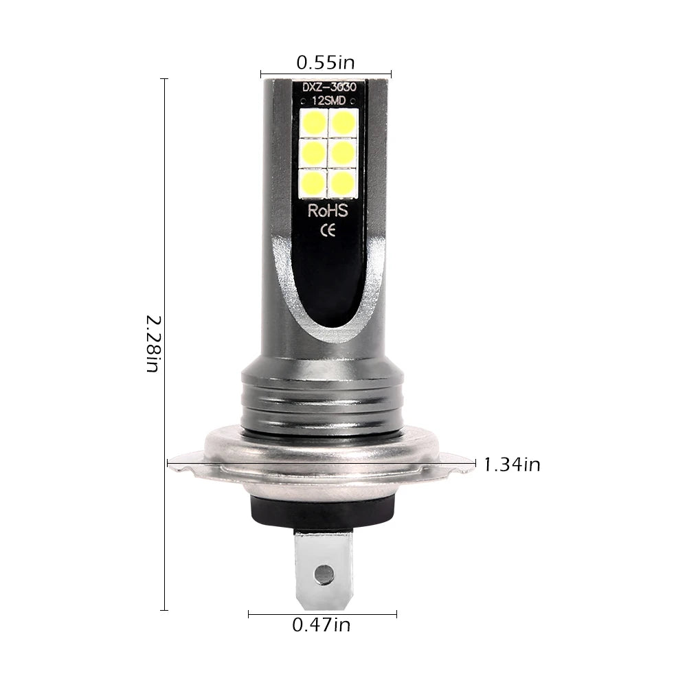 2pcs H7 Fog Lights LED Headlight Bulb Lamp 6000K Super Bright Car Running Light Headlamp Vehicle Accessories 100W Headlight Bulb Zpaxo