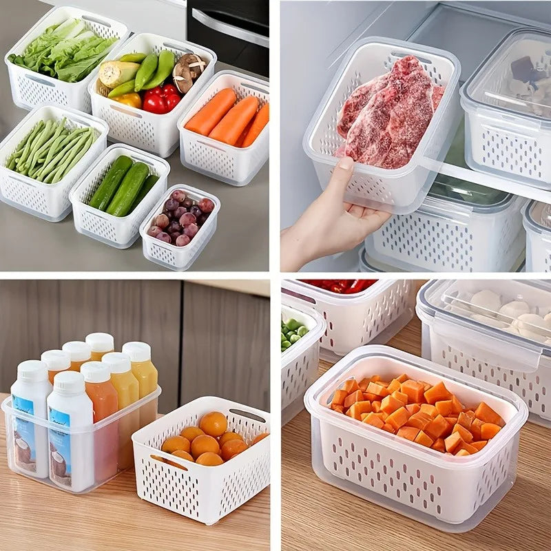 Fruit Storage Containers Fridge Removable Colander Airtight Food