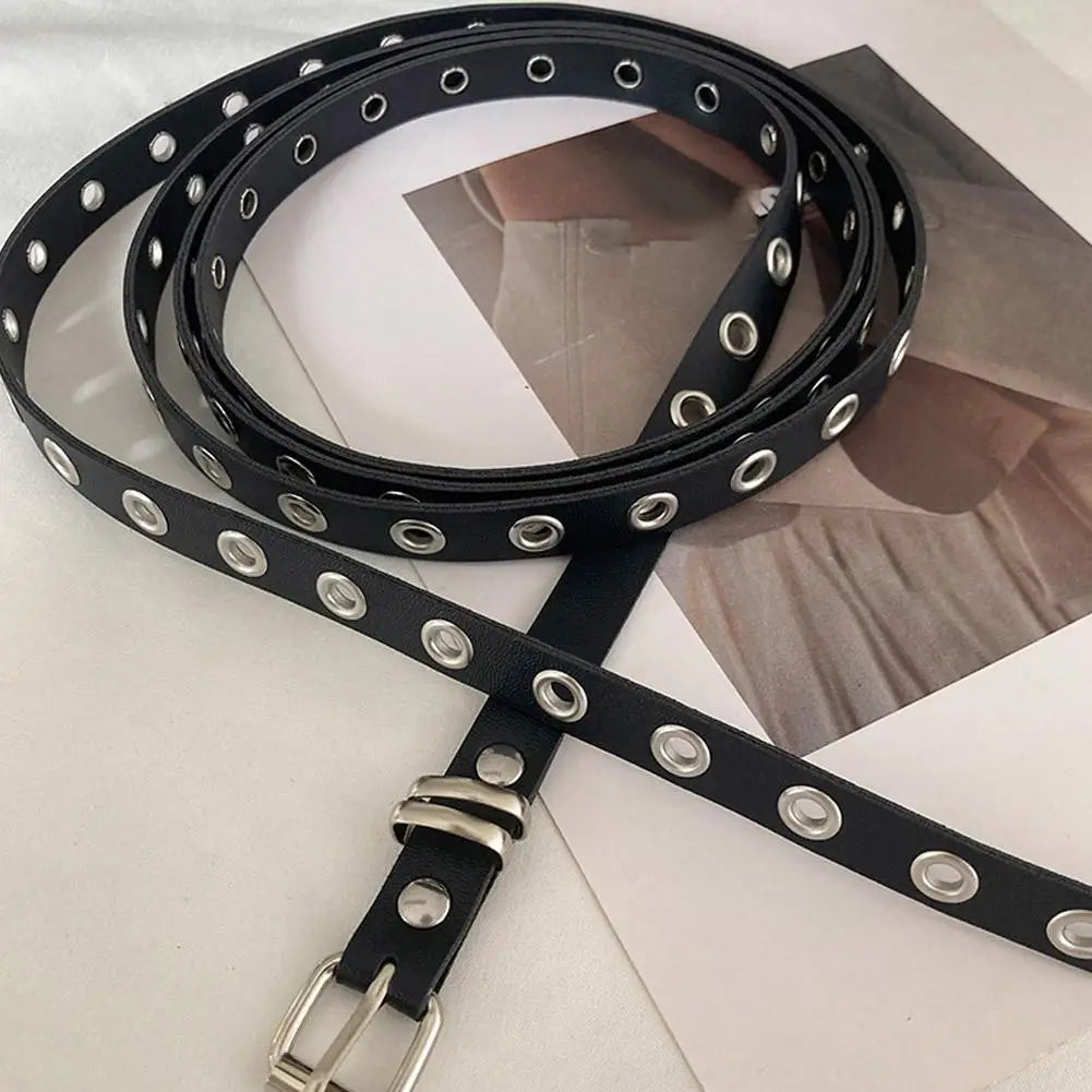 2025 Punk Style Double Ring Thin Belt PU Leather Women Belt Waist Strap All-match Lady Dress Coat Sweater Decorative Waistband Zpaxo