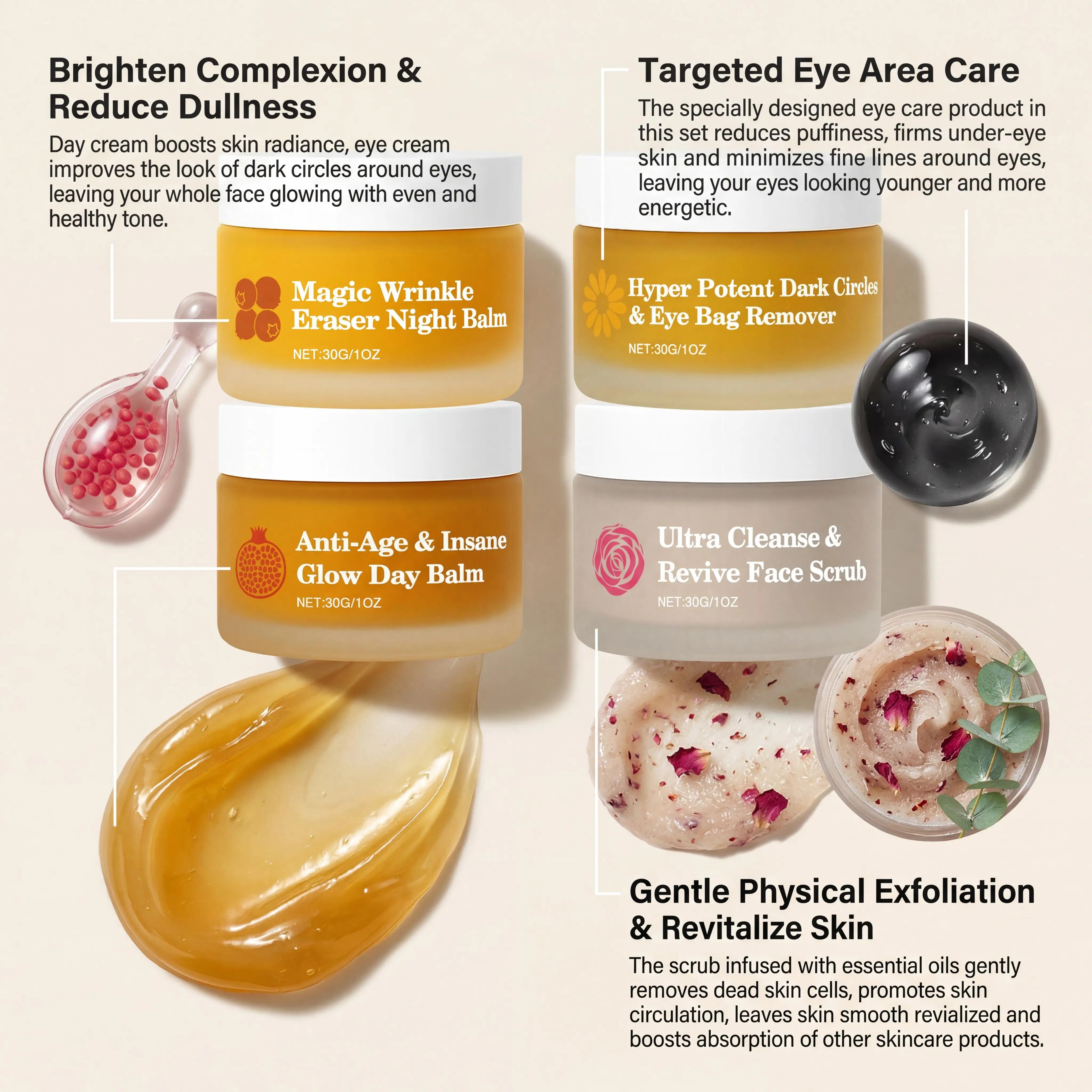 Day & Night Skincare Set – Moisturizing, Brightening & Eye Cream Skincare Set Zpaxo