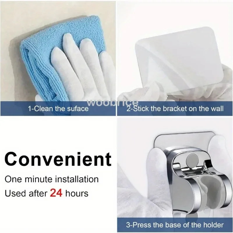 Shower Holder Suction Cup Holder 360° Adjustable Showerhead Holder Plating Shower Rail Head Bathroom Wall Mount Bracket Zpaxo