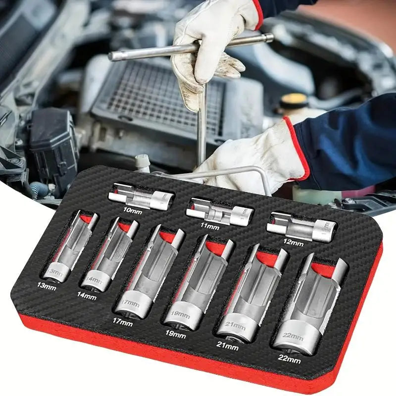 9-Pc O2 Oxygen Sensor Socket Set 10–22mm | Cr-V Steel Wrench