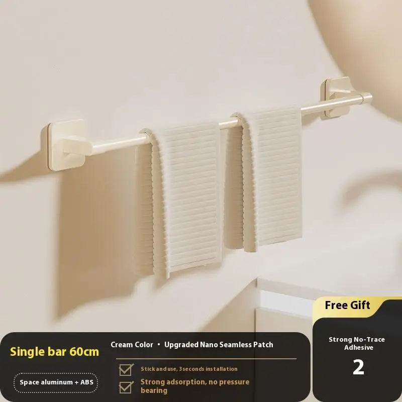 Non-drilling Towel Rack Double Layer Self Adhesive Bathroom Shower Zpaxo 1 Layer White 60cm