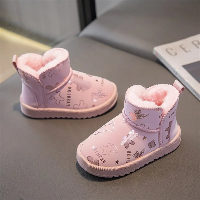 2023 Baby Girl Shoes Winter Kids Snow Boots Velvet Thickening Zpaxo