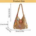 Boho Crochet Flower Bag – Women's Woven Beach Tote Handbag Crochet Tote Bag Zpaxo Khaki