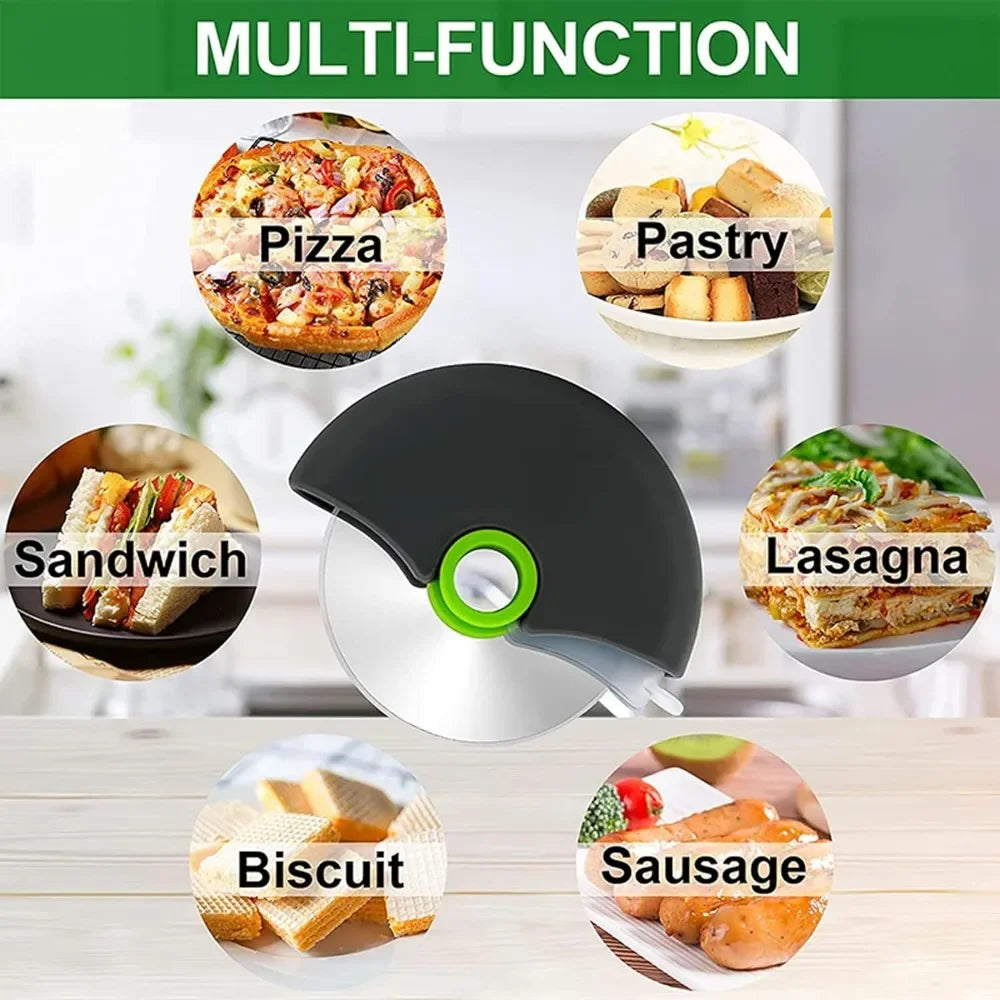 1pc Pizza Cutter Wheel with Protective Blade Cover Premium Stainless Steel Pizza Slicer for Pizza, Bread, Pastry, Waffle Zpaxo