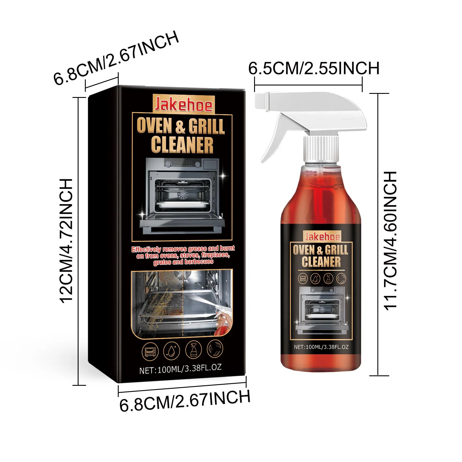 JAKEHOE Oven & Stove Foam Cleaner Degreaser Spray 100ml Oven Foam Cleaner Zpaxo 100ml boxed
