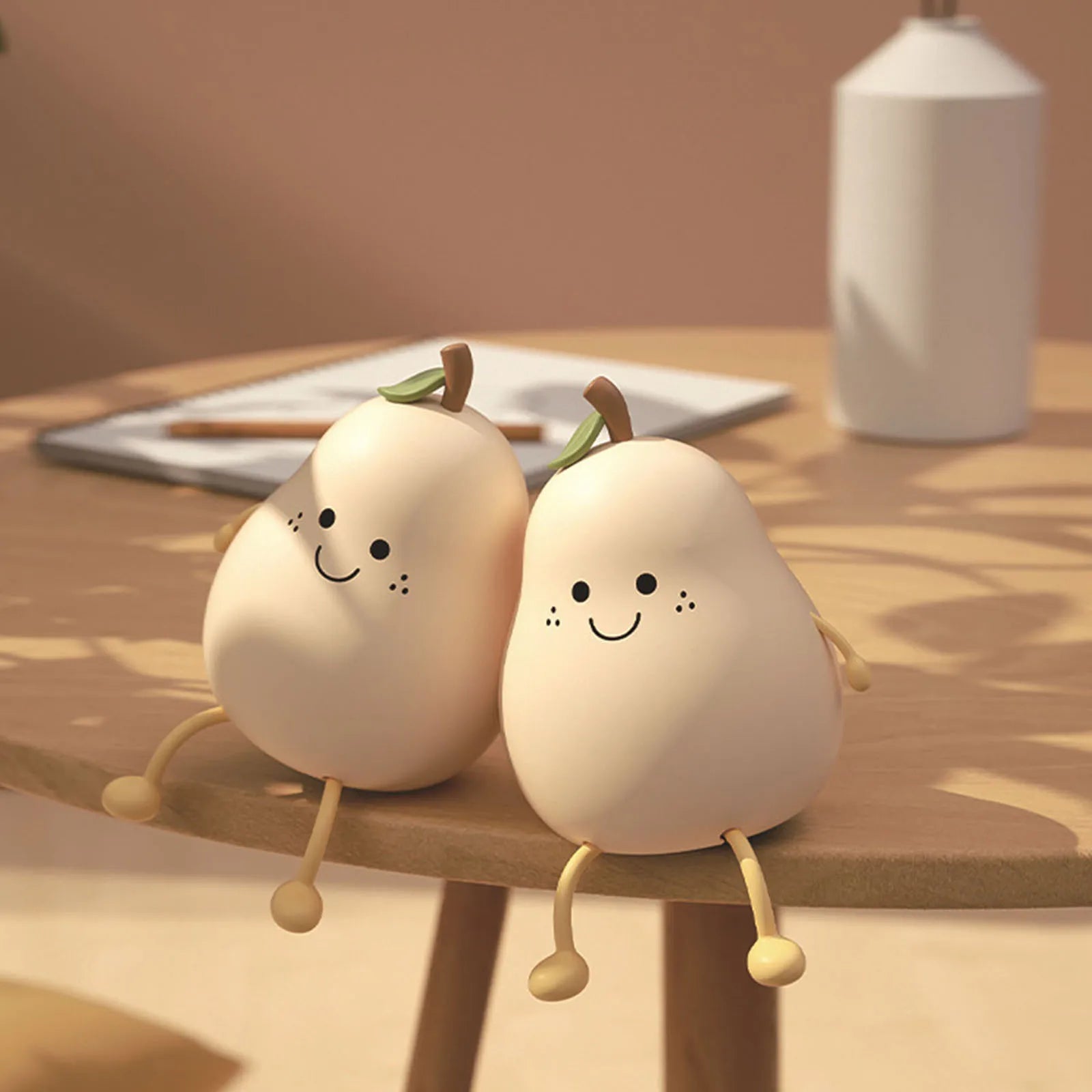 Cute Pear Night Light 7-Color Dimmable Touch-controlled Silicone