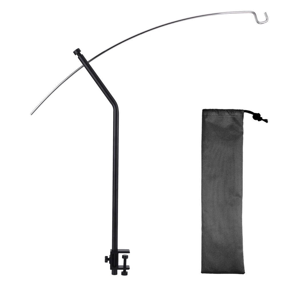 Aluminium Alloy Camping IGT Lamp Hanger Rack Detachable Lantern Stand Outdoor Portable Light Hanging Pole's Curved Lamp Holder Zpaxo black
