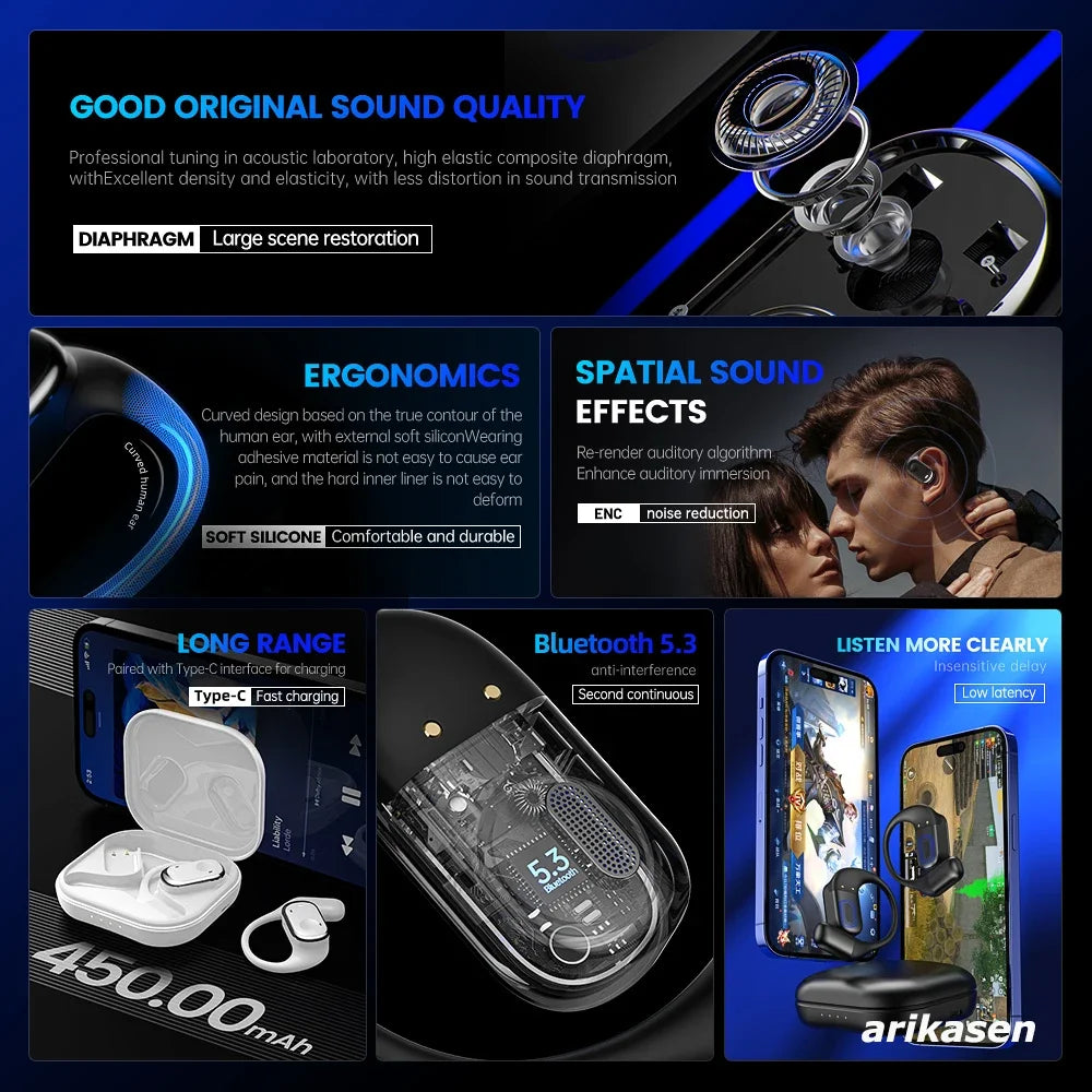 Open-ear Headphones Stable Comfort Hi-res Sound Pure Bass Boost