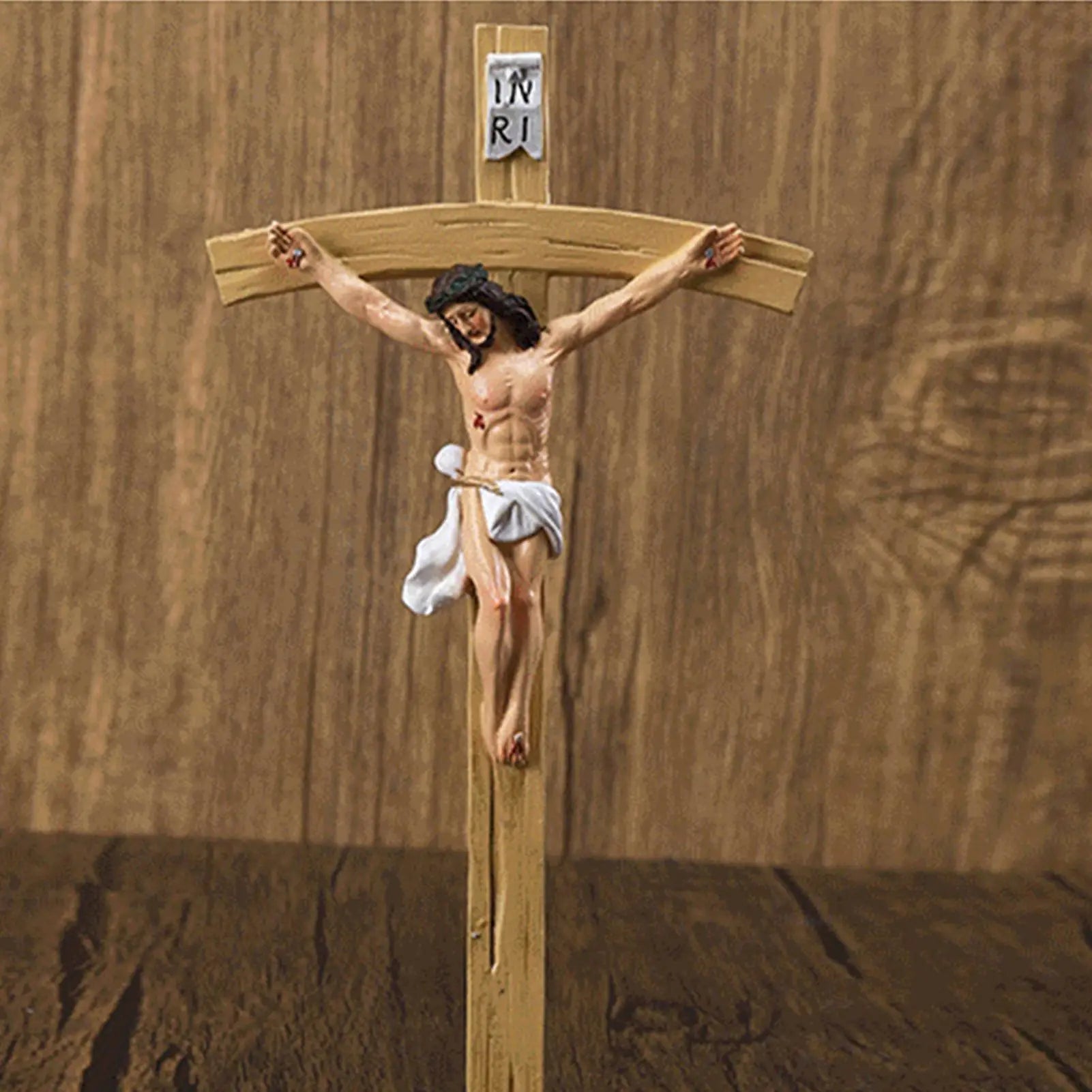 Jesus Cross Classic Catholic Religious Hand Painted Resin Decor Religious Wall Decor for Home Door Front Desk Display Zpaxo