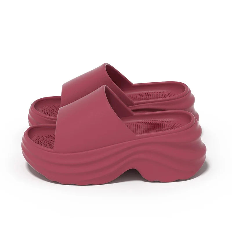Women's EVA Platform Slippers Women Thick Sole Non Slip Beach Slides Zpaxo red 35-36