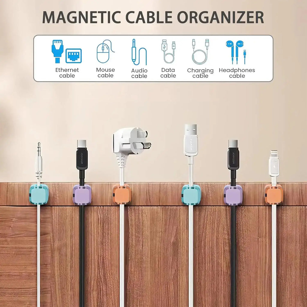 1- Magnetic Cable Organizer Cables Clips Adjustable Cord Holder Under