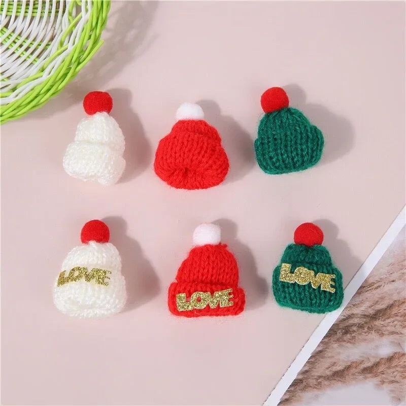 2025 Christmas Mini Knitted Doll Scarf Hat Polyester Hair Ball