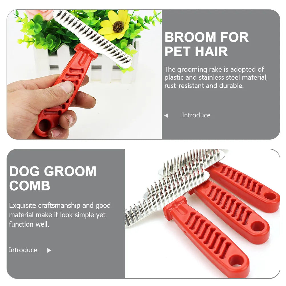 Pet Grooming Comb Durable Plastic Stainless Steel Comfortable Handle