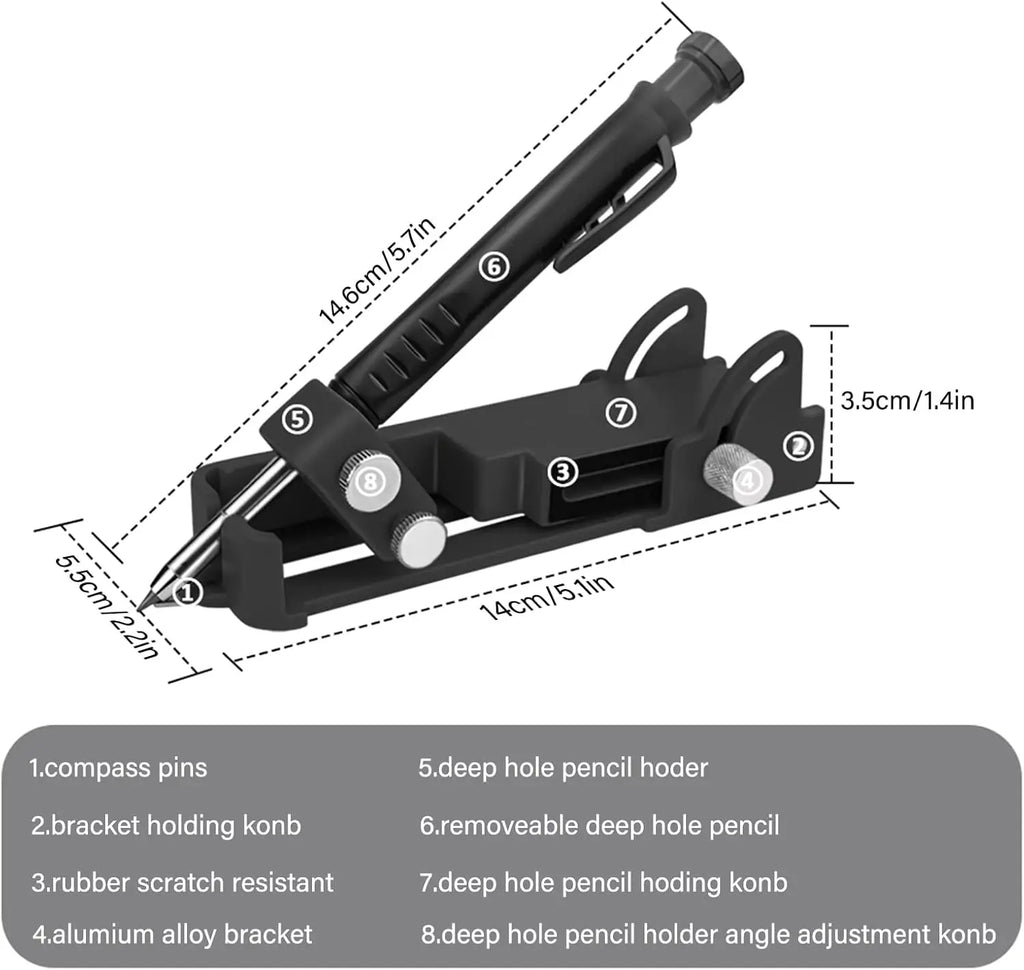 Adjustable Scribing Tool & Tile Layout Gauge – 6 Pencils Kit