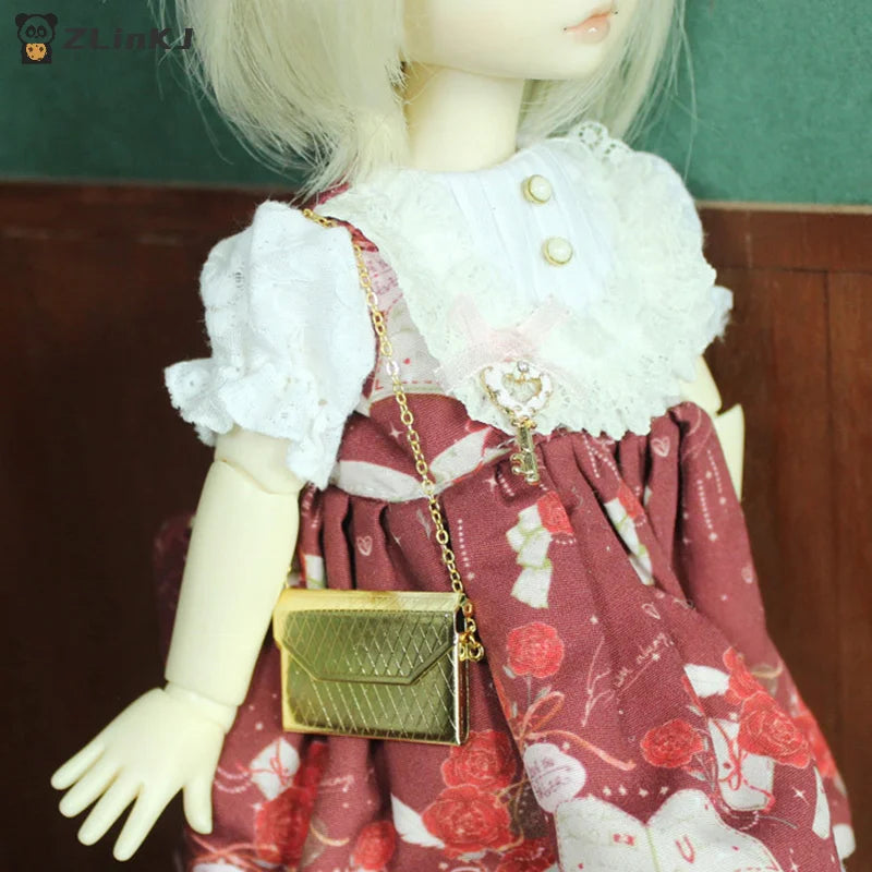▶1Pc Metal chain pack Doll Bag Miniature Shopping Handbag for Clothes Accessories Zpaxo