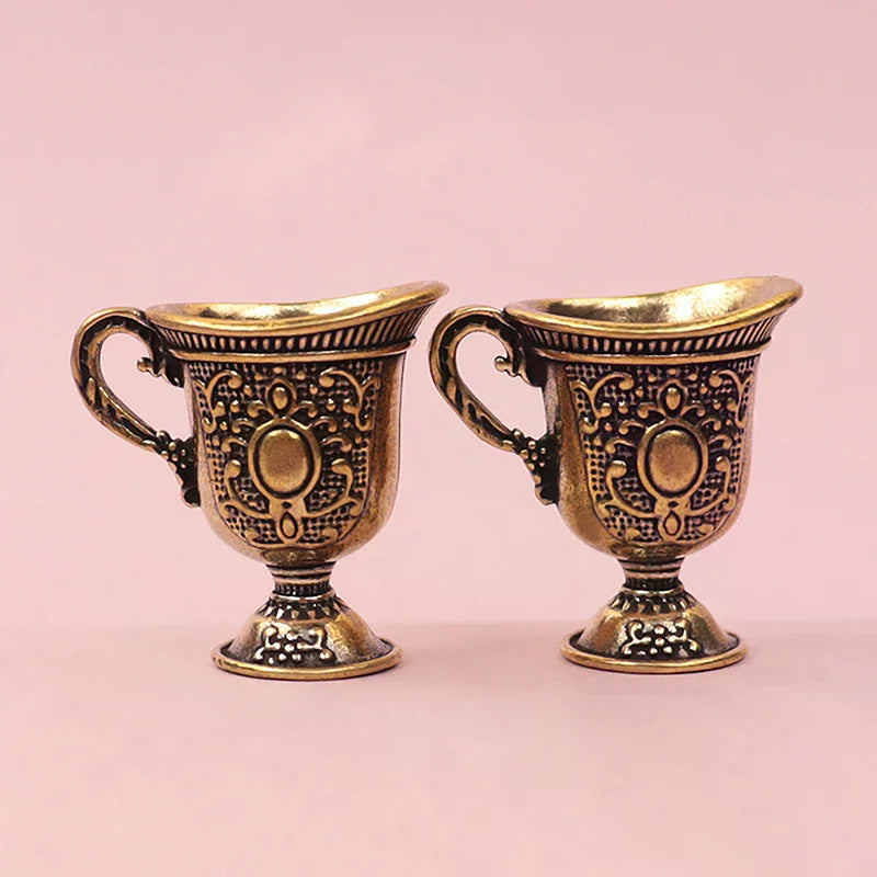 Home Living Room Decoration Crafts Gift Antique Small Copperware Buddha Tea Set Copper Teacup Brass Keychain Pendant Zpaxo