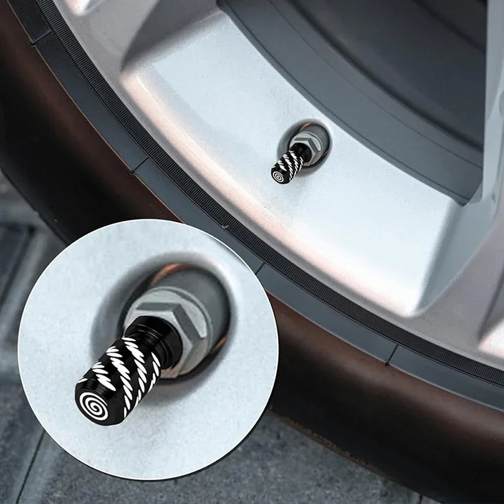 4-Pack Metal Tire Valve Stem Caps – Car, Motorcycle & Bike
