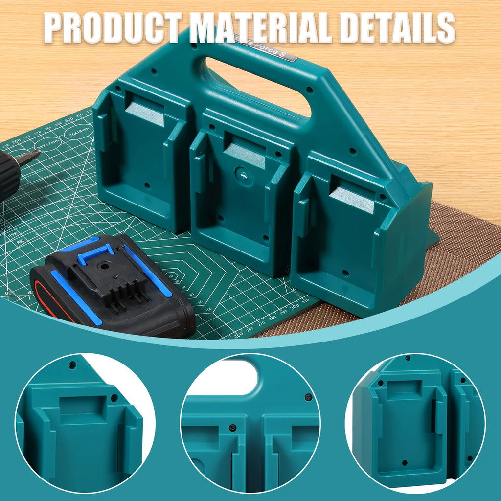 6/4 Slot Battery Storage Holder for Makita 18V/14.4V Fits BL18/BL14 Batteries Portable and Rugged Battery Organizer for Workben Zpaxo