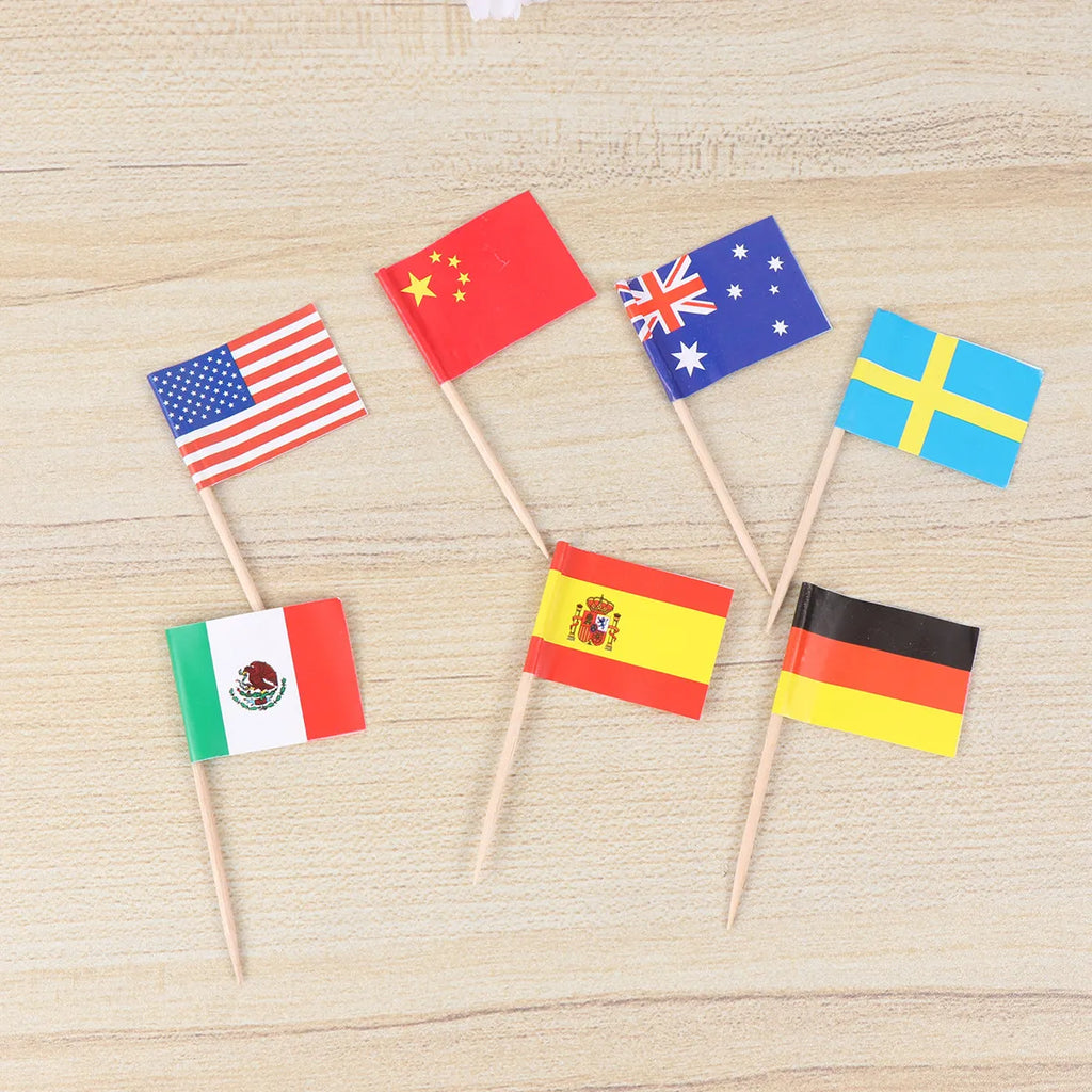 World Flag Fruit Picks National Flags Sticks Dessert Cocktail Toppers