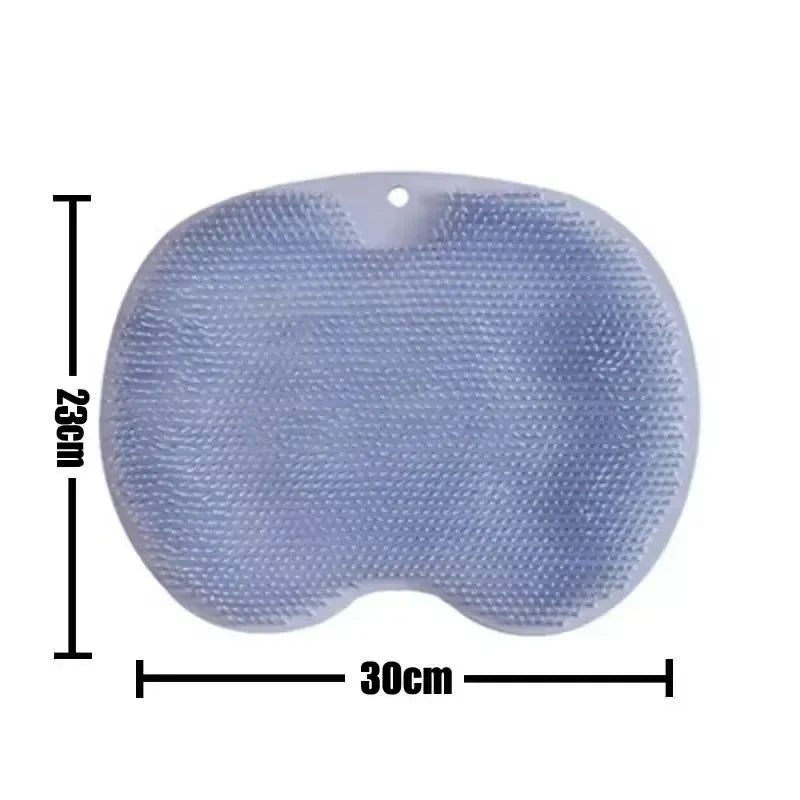 Body Shower Foot Scrubber Brush Wash The Body Cleanser Silicone Sponge Bath Massage Mat Back Brush Wall Mounted with Suction Cup Zpaxo blue pad