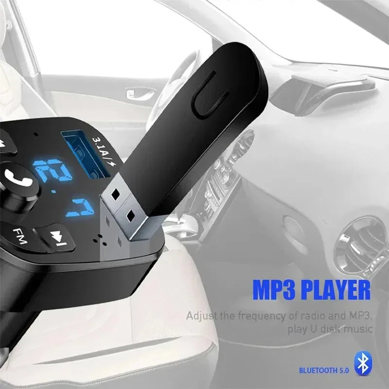Bluetooth 5.0 Car FM Transmitter – Dual USB Charger & Handsfree