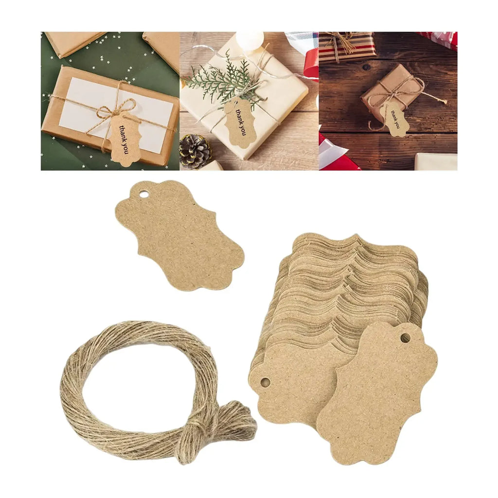 Christmas Decoration 2025 Kraft Paper Tags DIY Wrapping Gift Flowers Xmas Tree Hanging Label Christmas New Year Party Wrapping Zpaxo