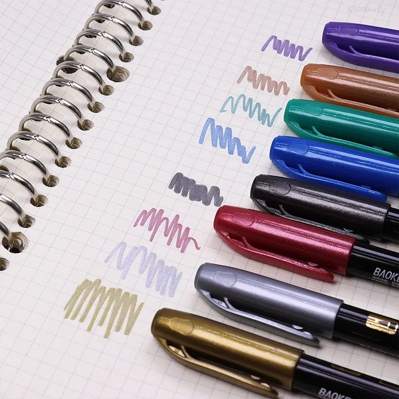 8 Colors Metallic Paint Marker Pen Permanent Art Calligraphy Office