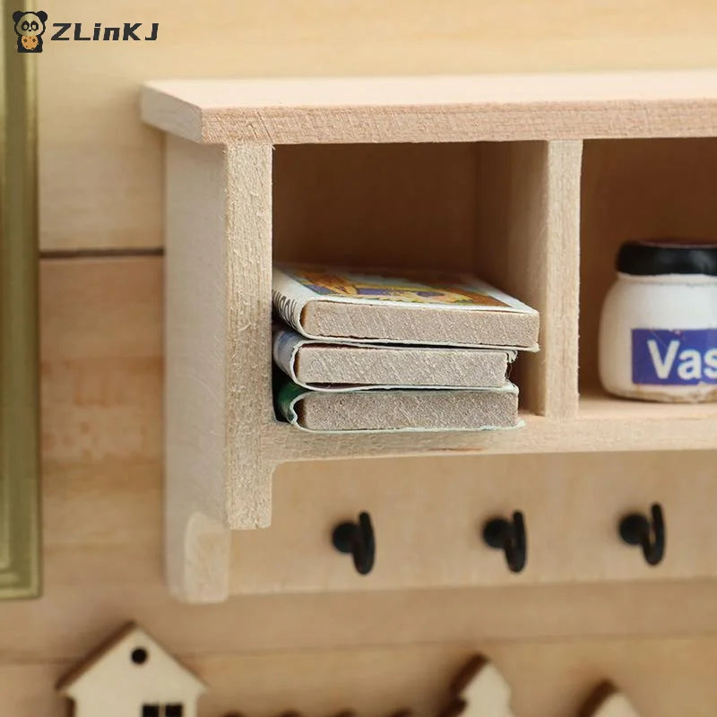 ▶1/12 Dollhouse Simulation Mini Wall Shelf Hanging Rack Model Dollhouse Living Furniture Decoration Dolls House Accessories Zpaxo