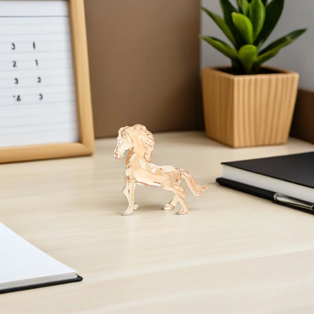 Crystal Horse Sculpture Elegant Hand-carved Animal Art Centerpiece