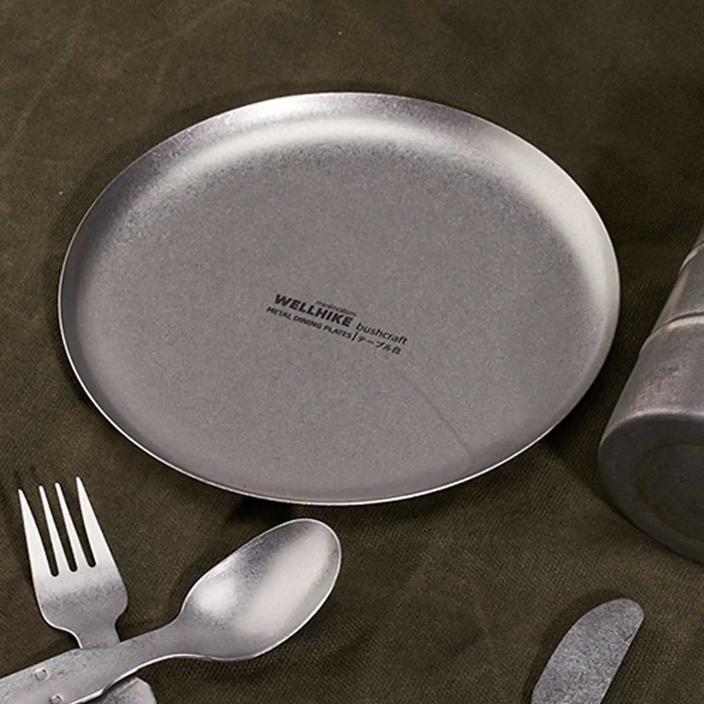 Metal Dinner Plates Stainless Steel Compact Plate Lightweight Easy