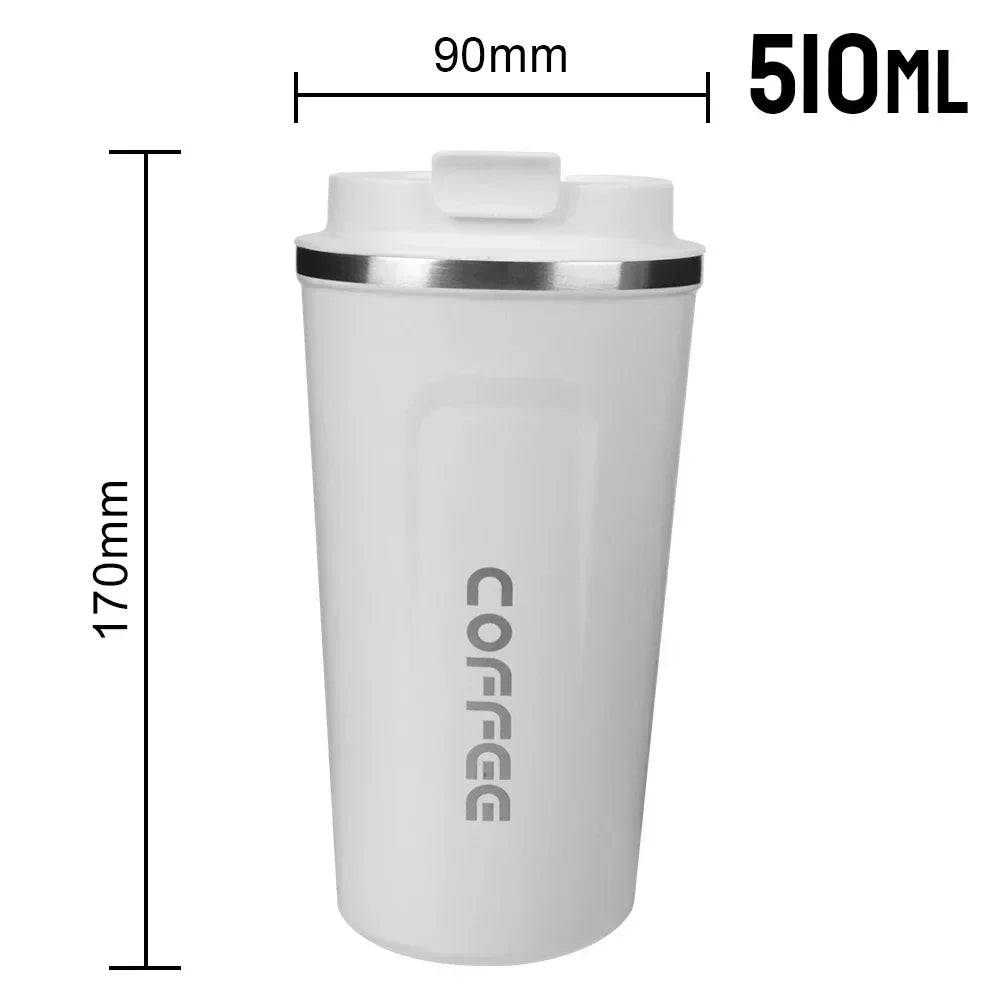 Leak-Proof Travel Thermos Mug 380/510ml – Double Wall Steel Travel Thermos Mug Zpaxo 510ML White as picture show
