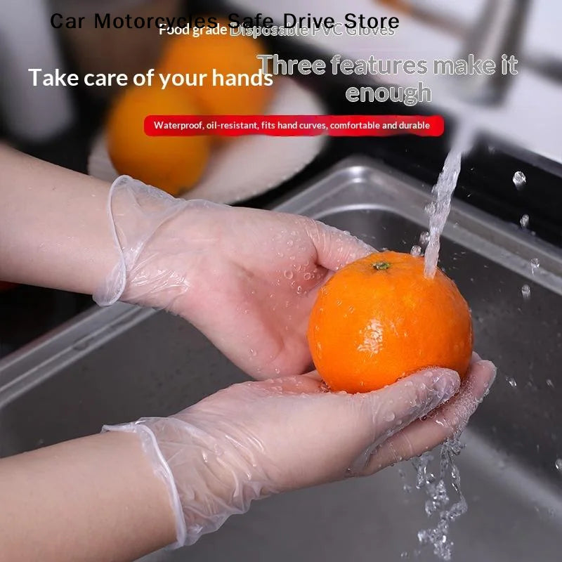100 Disposable PVC Gloves Transparent Thickened Plastic Household
