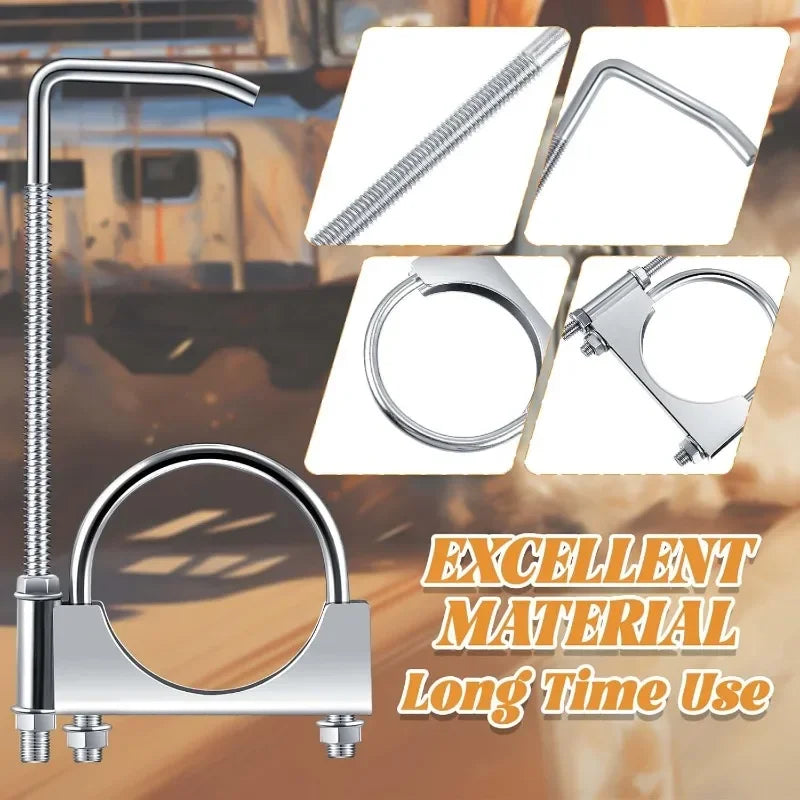2.5" Exhaust Clamp with Hanger – Galvanized Muffler Clamp 2-Pack