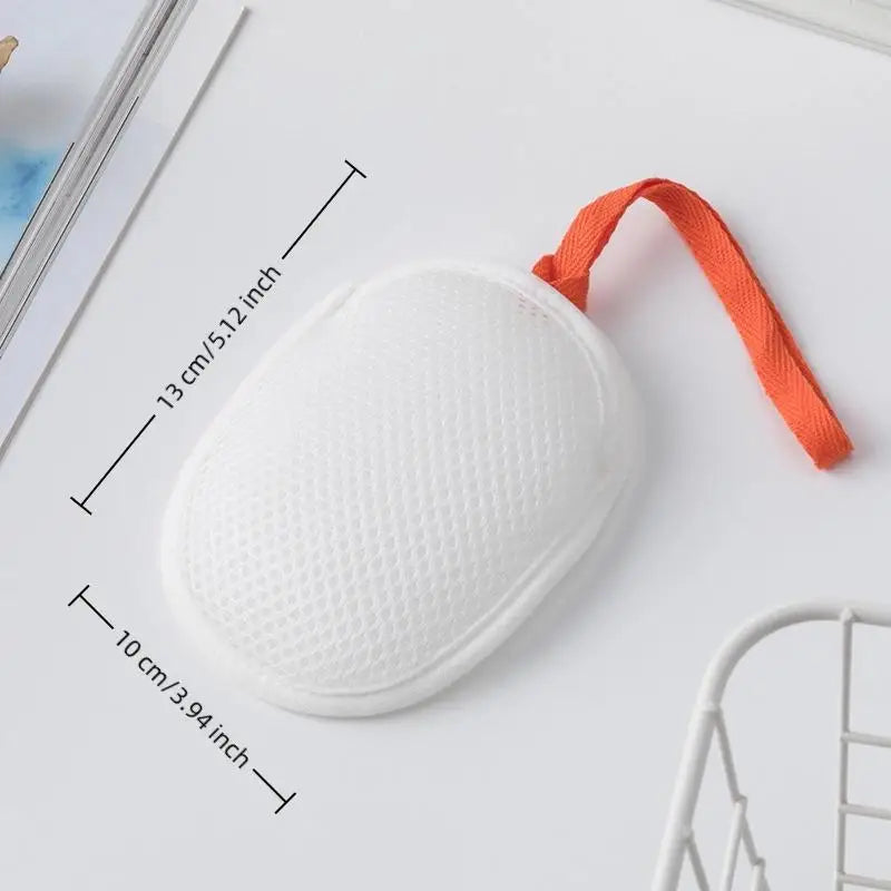 1Pcs Bath Cleansing Foaming Net Double-Sided Square/Oval Soap Bag Body Exfoliating Scrubber Sponges Bathroom Mesh Soap Pocket Zpaxo Oval White