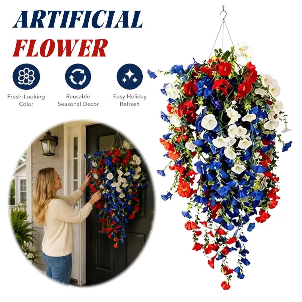 UV Resistant Giant Artificial Hanging Flowers Outdoor Waterproof Morning Glory for Garden Patio Wedding Party Decoration Zpaxo