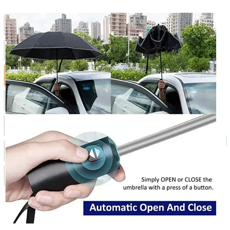 Men Women Umbrella Fully Automatic Reverse Folding Umbrella with Windproof Reflective Stripe UV Umbrellas Zpaxo