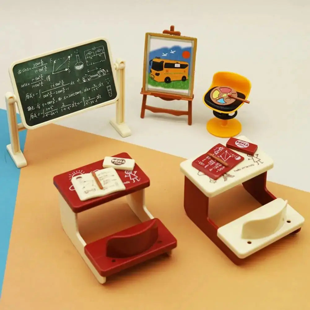1 12 Dollhouse Miniature Classroom Realistic Chalkboard Desk Chair
