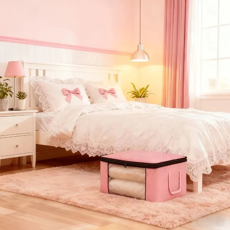 1 Jumbo Foldable Storage Bins Clear Window-zippered Under-bed
