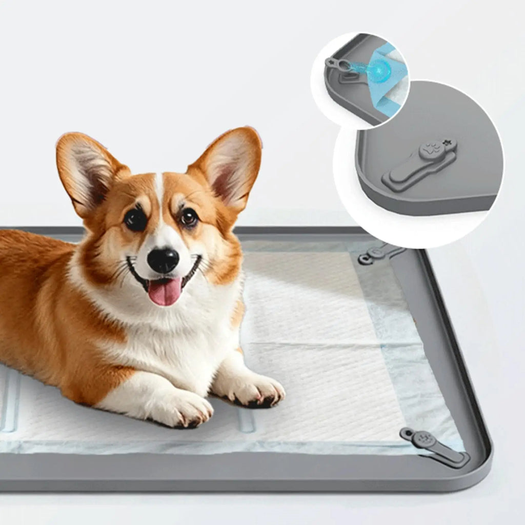 Silicone Dog Pee Pad Holder – Leak-Proof Puppy Potty Tray Puppy Potty Tray Zpaxo