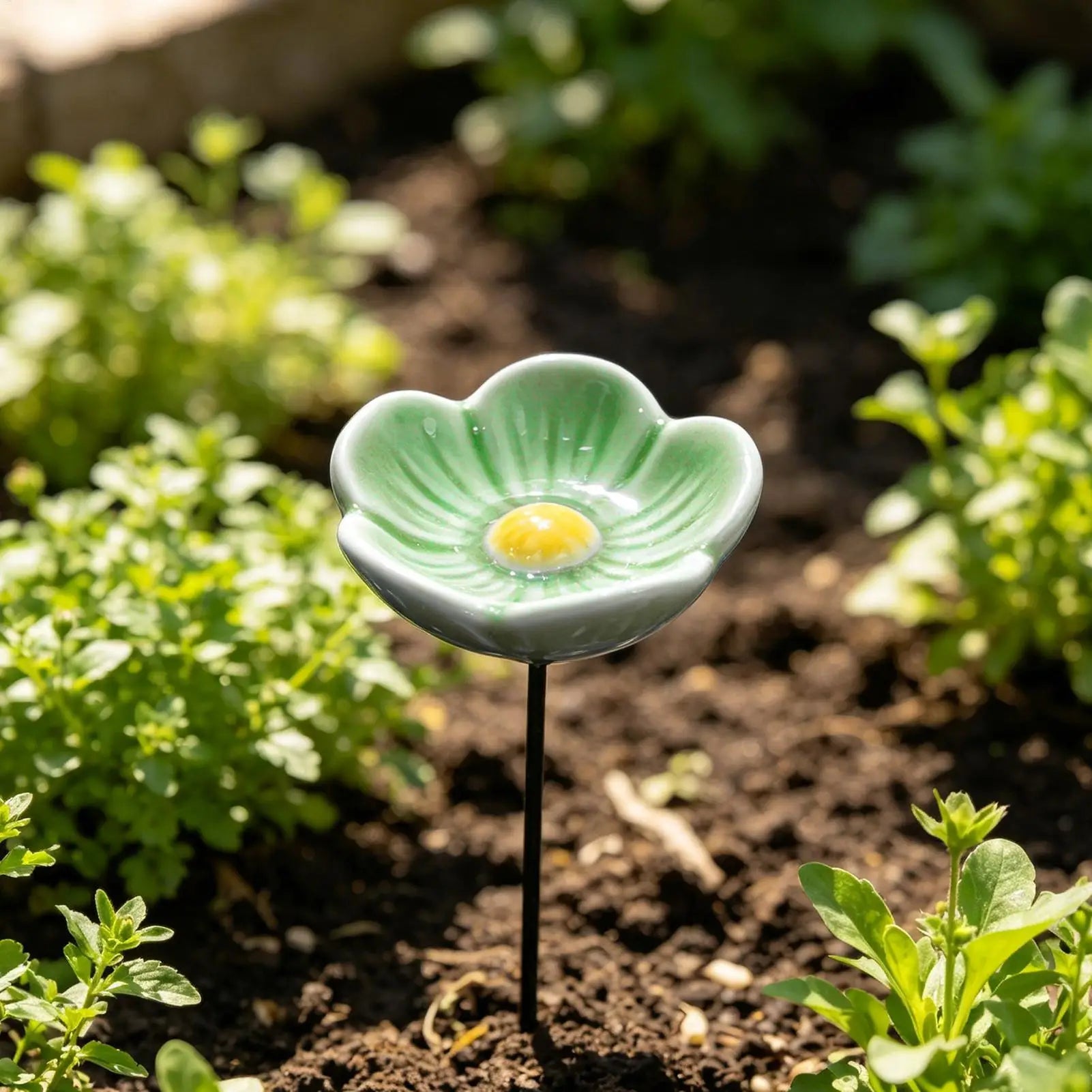 Ceramic Bee Watering Station – Flower Garden Stake & Bird Bath Bee Watering Station Zpaxo