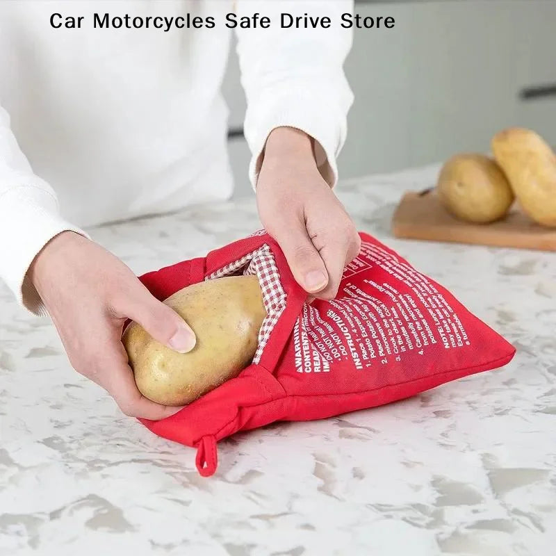 Red Microwave Potato Bags Can Be Reused 4 Minutes Fast Cookware
